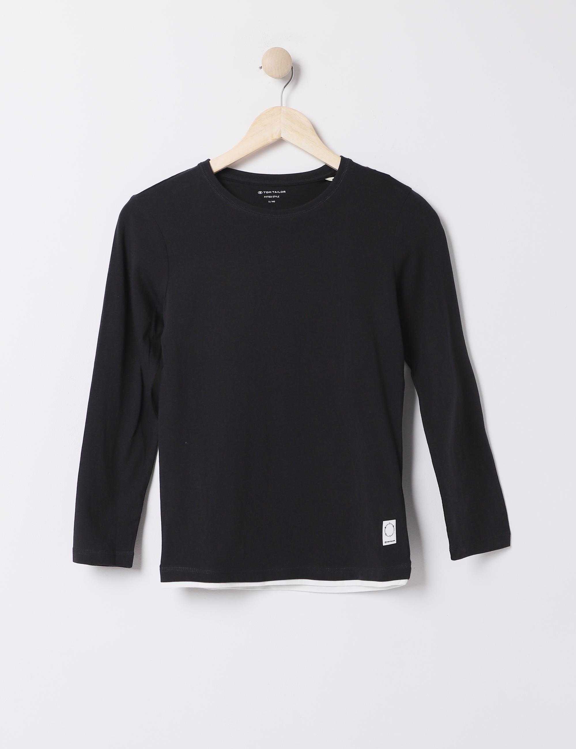 Tom Tailor t-shirt fitted 2in1 longsleeve, coal grey